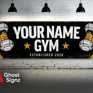 Grunt Style Custom Home Gym Vinyl Banner - Sign Poster Wall Art Decor - Fitness Training - Motivational Inspiration - Last Name Gym