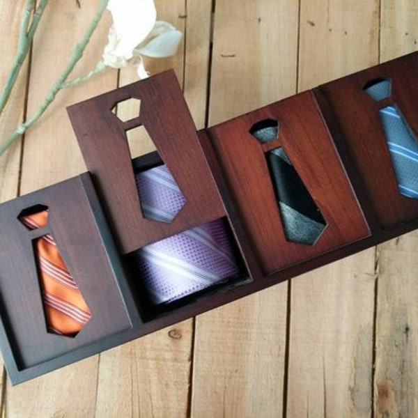 Wooden Tie Case / Tie Organiser / Storage Box - Perfect Gift for Mens - Mother’s Day Gift