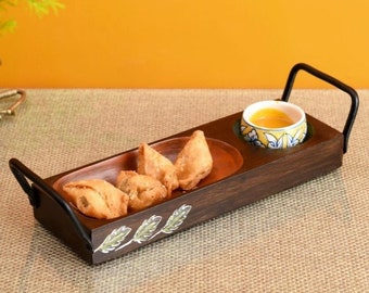 Stylish Serving Platter Made from Handcrafted Wood for Snacks and Modern dip Tray for Homes and cafes - Mother’s Day Gift
