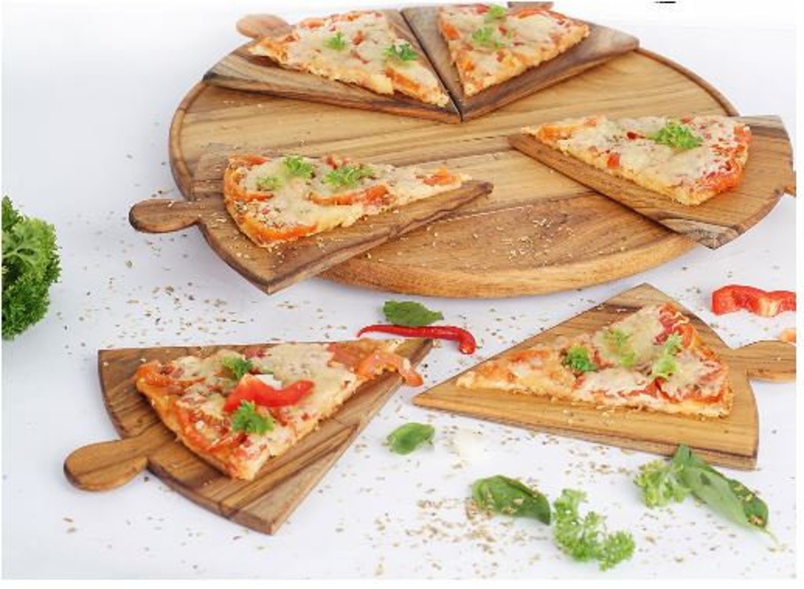 Wooden Pizza Slice Platter Pizza Serving Plate Pizza Board Etsy