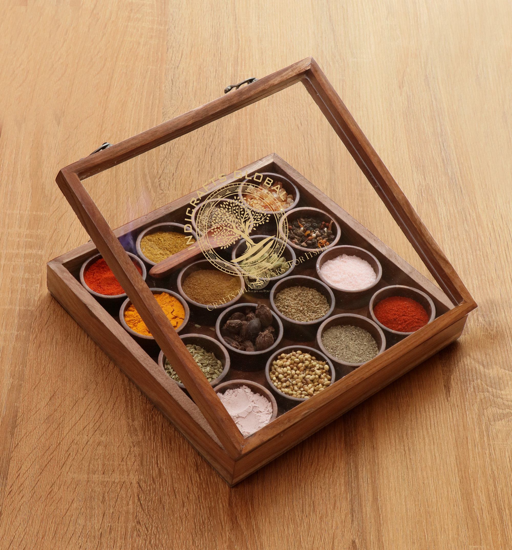 Wooden masala dabba cheap