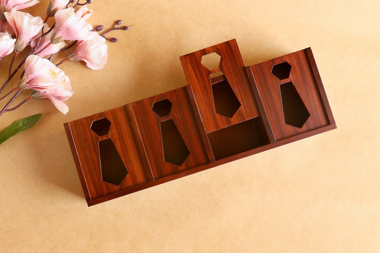 wooden tie box organizer