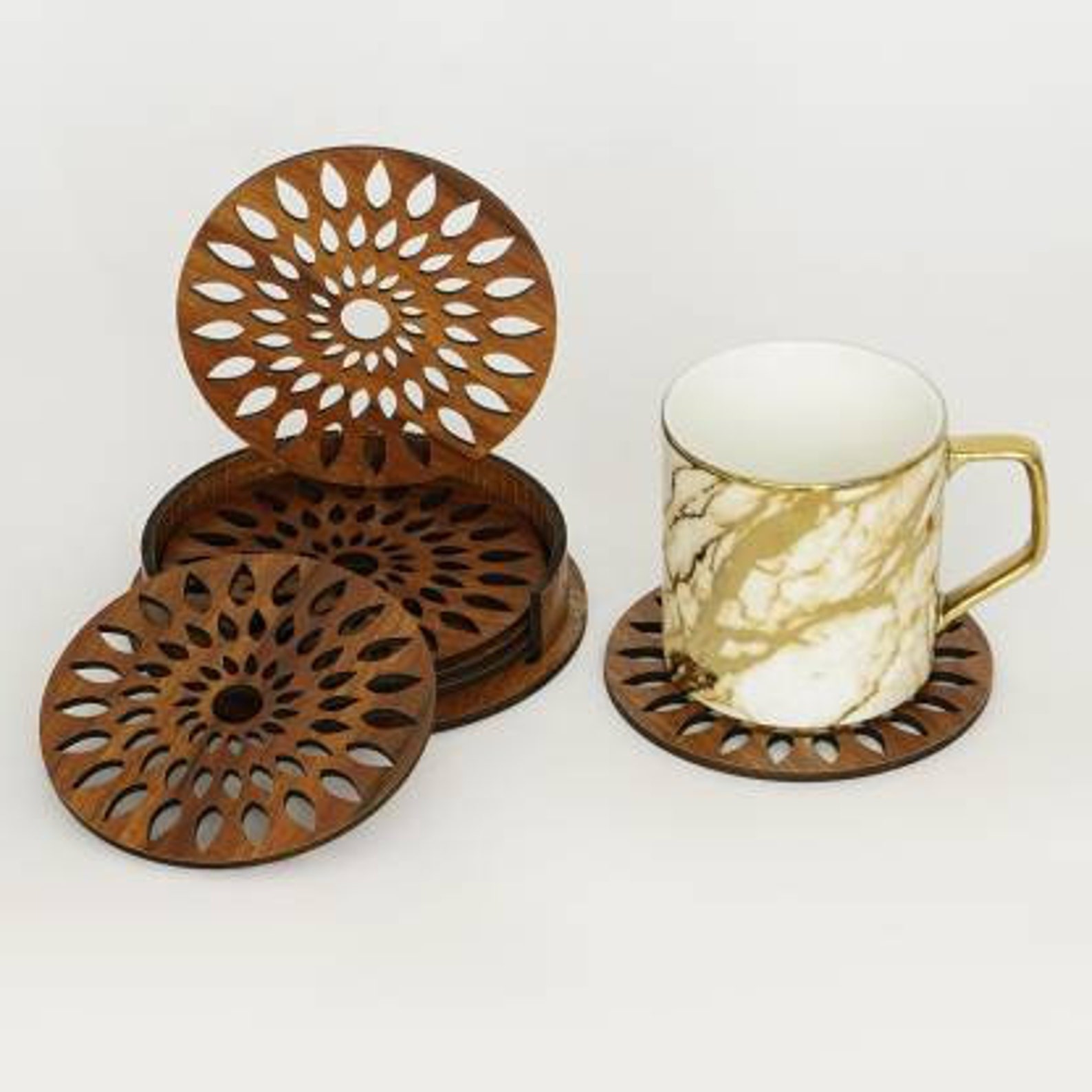 Wooden Tea Coaster With Stand for Dining Table Office Table Etsy