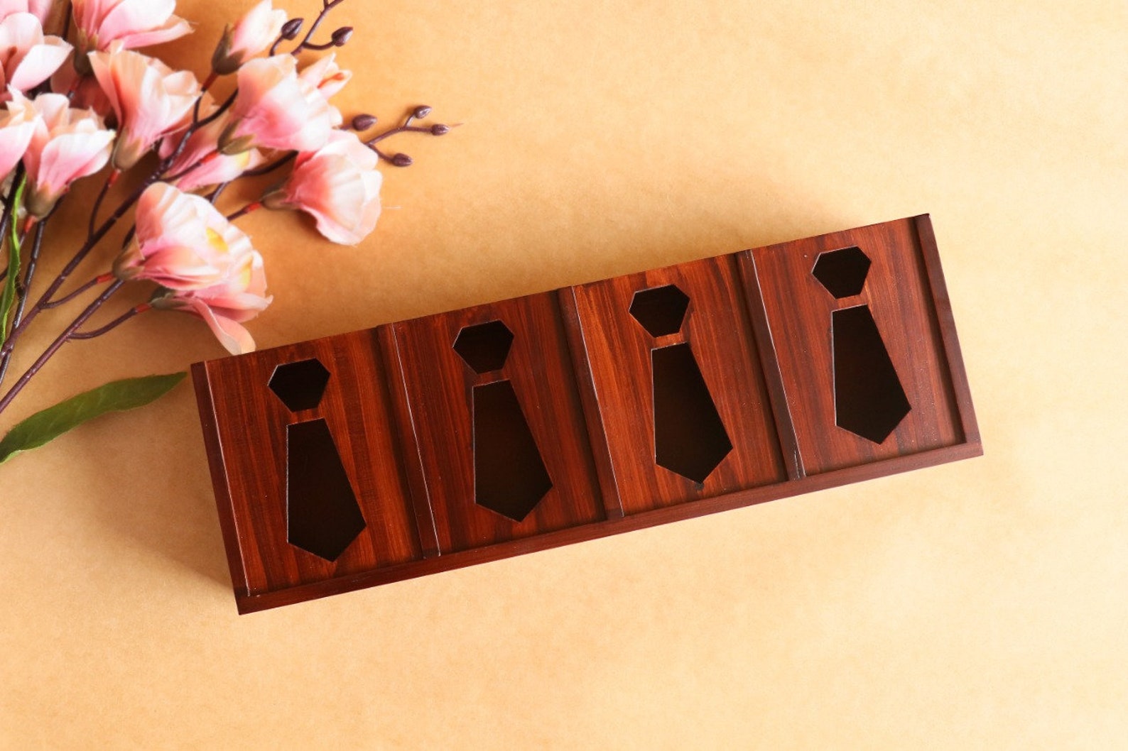 wooden tie box organizer