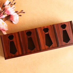 Wooden Tie Case / Tie Organiser / Storage Box Perfect Gift for Mens Mothers Day Gift image 4