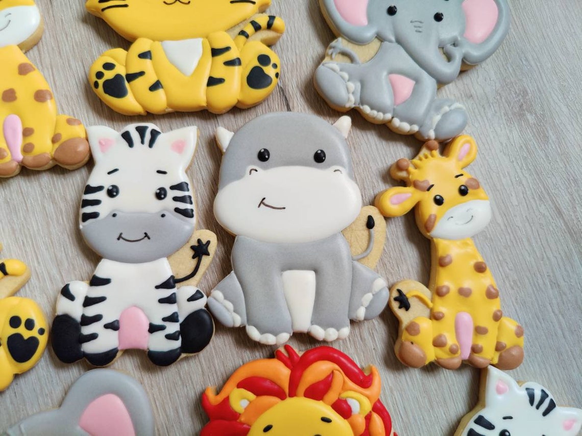 Safari Theme Cookies/ Animals Biscuits/Iced Biscuits/Zoo Etsy