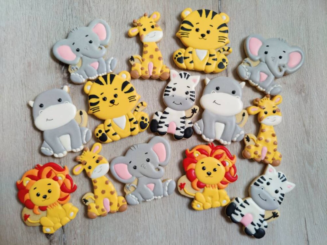 Safari Theme Cookies/ Animals Biscuits/Iced Biscuits/Zoo Etsy