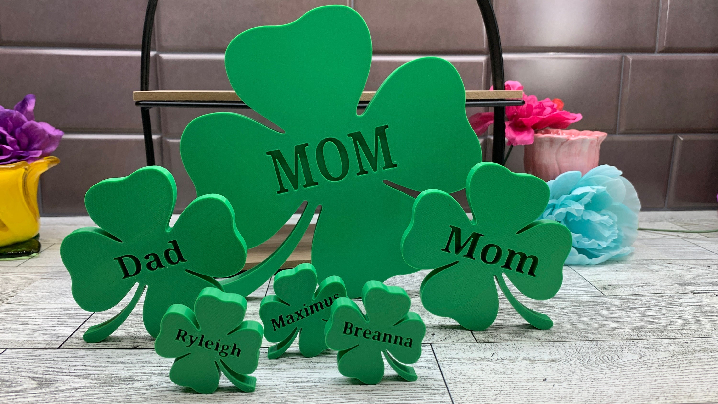 Personalized Decorative St Patrick's Day Shamrock, Shelf Sitter