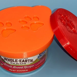 Cat Paw Prints Cat Food Lids, 3D Printed