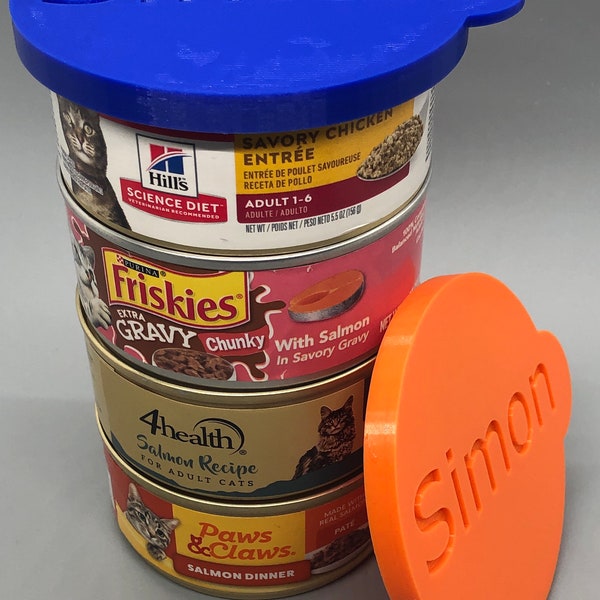 Personalized 5.5 oz Cat Food Lids, Please see brands in description, 3D Printed