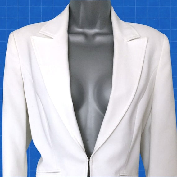 Retro 70s White Trouser Suit, Vintage Y2K 00s Tai… - image 3