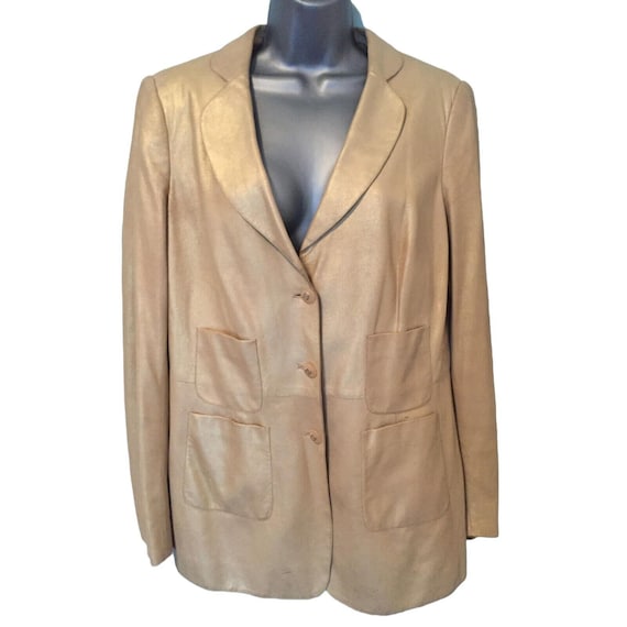 SALVATORE FERRAGAMO Vintage Jacket, Gold/Beige So… - image 2