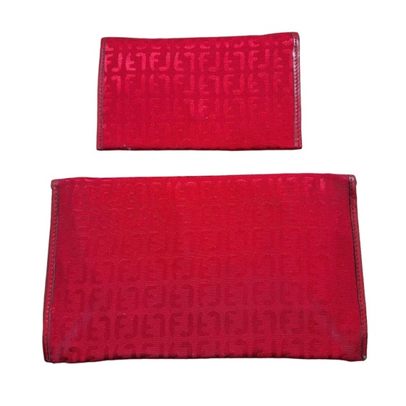 LOUIS FERAUD 80S Clutch Bag Smaller Bag pouch Red Monogram Textile Vintage VFG Etsy