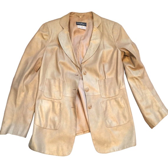 SALVATORE FERRAGAMO Vintage Jacket, Gold/Beige So… - image 4