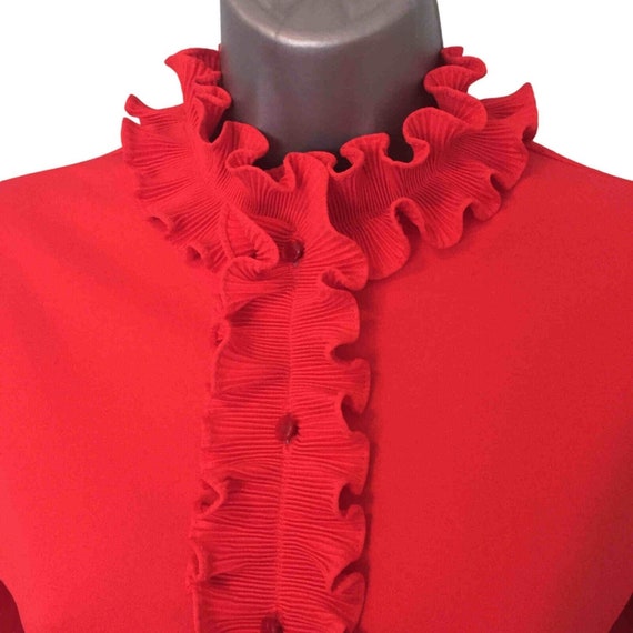 MARDI MODES 1970s/80s Vintage Blouse Top, Red Fri… - image 5