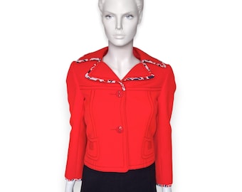 1960s Scarlet Red Boxy Mod Jacket by Vendome Couture Angoulême, Tailored Blazer Wide Notched Collar, UK 8-10 – VFG Member