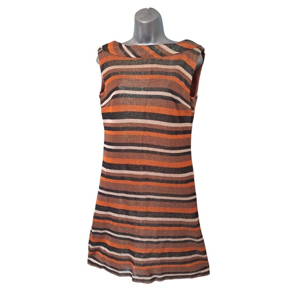 1960s Vintage Marjon Couture Dress, Orange Brown … - image 5