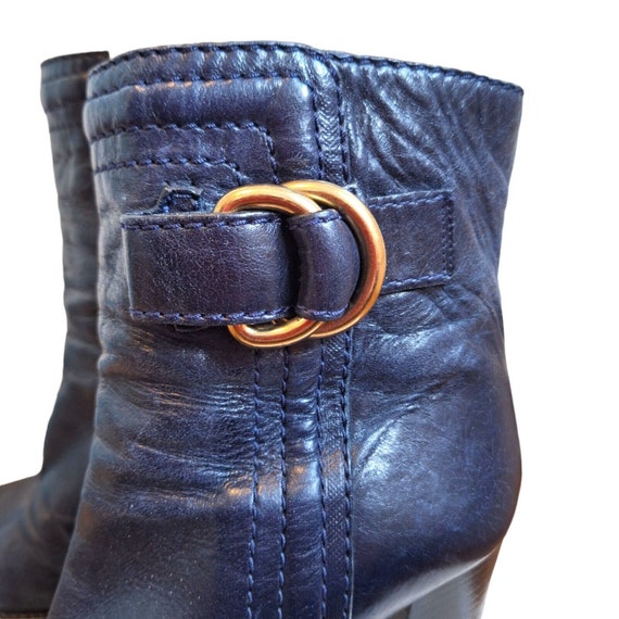 CHLOE Navy Blue Ankle Boots, Dark Blue Leather De… - image 5