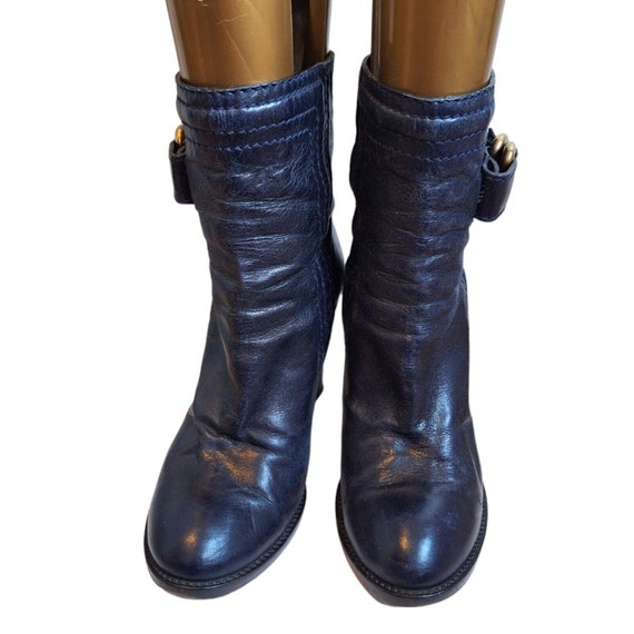 CHLOE Navy Blue Ankle Boots, Dark Blue Leather De… - image 2