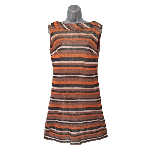 1960s Vintage Marjon Couture Dress, Orange Brown … - image 3
