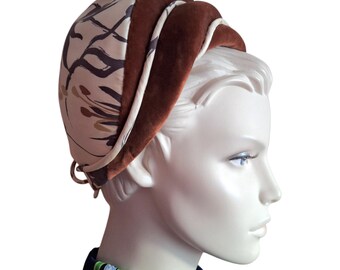 1950s 1960s Lachasse London Vintage Couture Hat, Sculptural Cream Brown Mid-Century - VFG Member