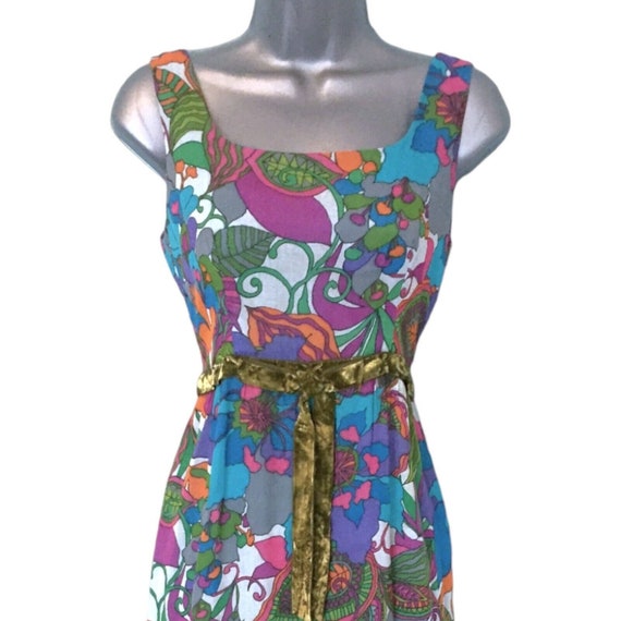 Sixties Dolly Rocker 60s DOLLYROCKERS Psychedelic Dress, Blue Floral Maxi … - Gem