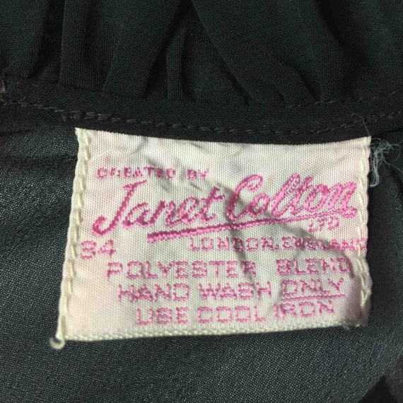 JANET COLTON Vintage 50s Blouse Top, Black Sheer … - image 9