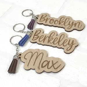Personalized Wood Key Chain With Tassel