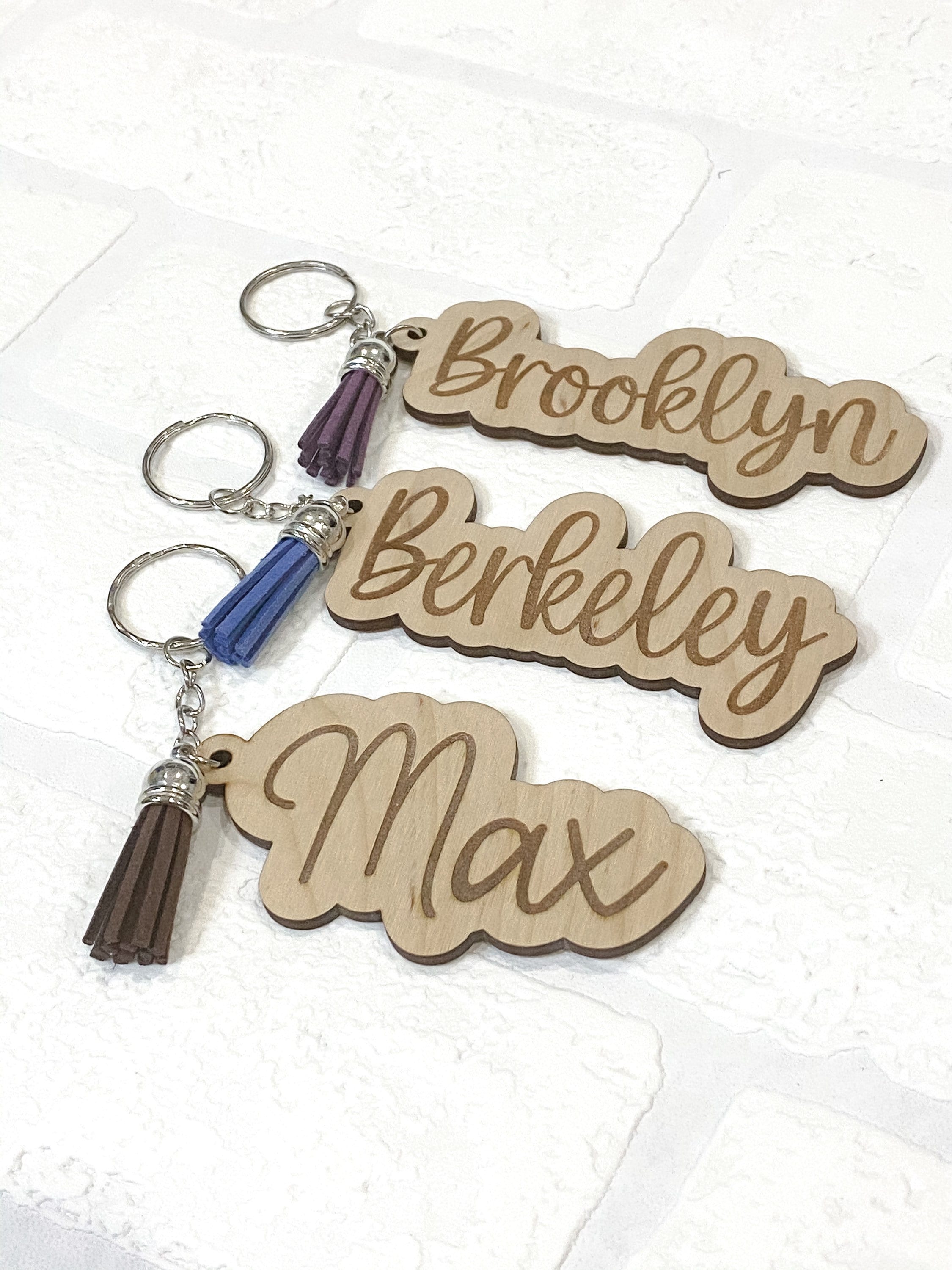 Personalized Wood Key Chain With Tassel Etsy