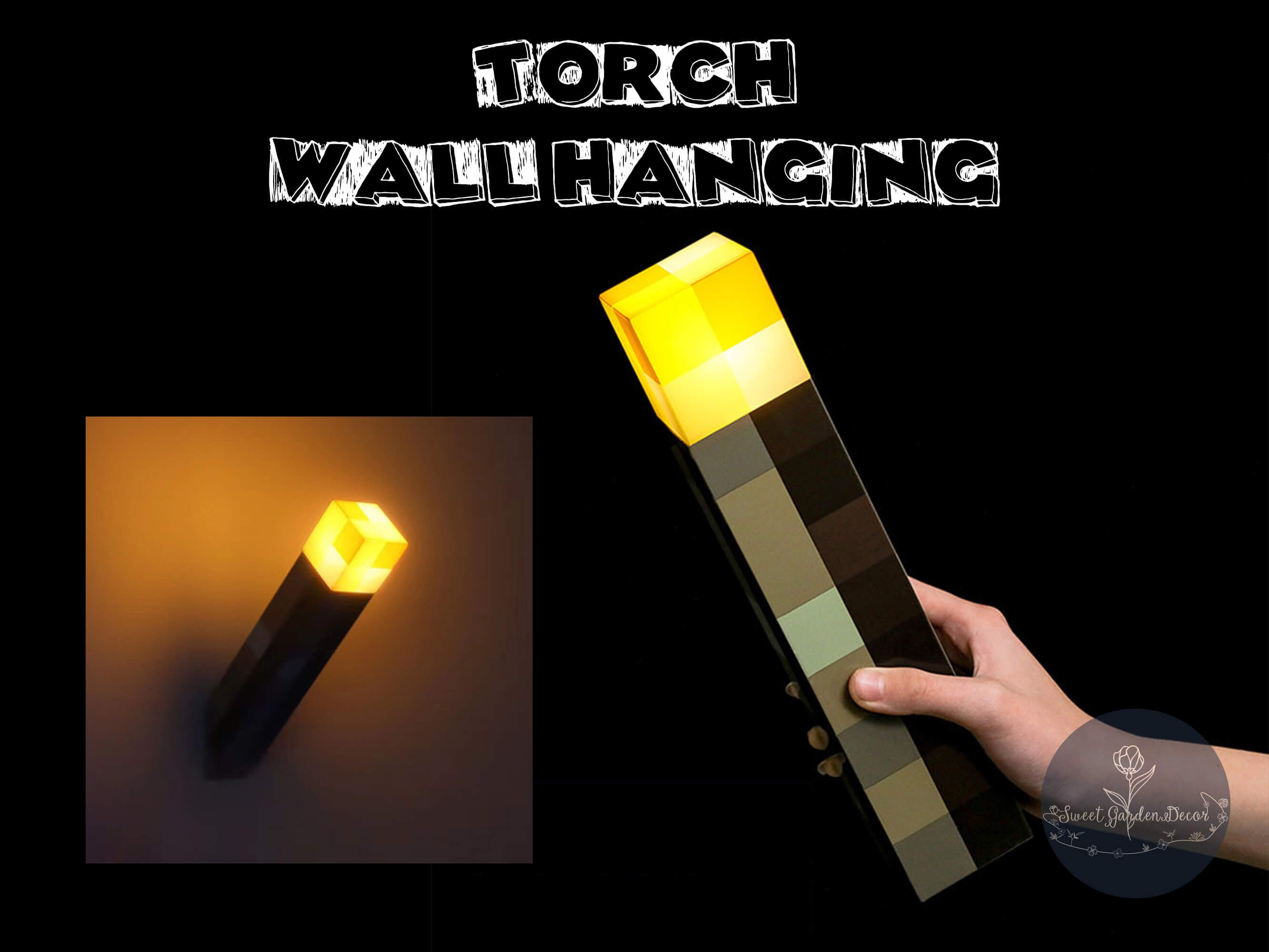Minecraft Pixel Torch Model Ambient Light Miner's Lamp Etsy
