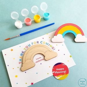 Rainbow party favor paint kit, rainbow goodie bag, personalized kid birthday favors, DIY wood magnet, school giveaways, art party favors