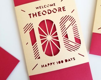 100 Days, Red Egg & Ginger, personalized red envelopes, custom hong bao, handmade, paper cut, Chinese celebration