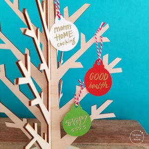 Vakantie dankbaarheidsboom, dankbaarheidsspel, kerstgezinsactiviteitenpakket, houten ornamentboom, vakantiestamboom, mindfulnesscadeau