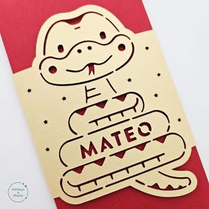 Sobre rojo serpiente personalizado 2025, paquete de dinero del Año Nuevo Lunar, Año Nuevo chino, regalo del Tet vietnamita, hongbao de la suerte, corte de papel dorado