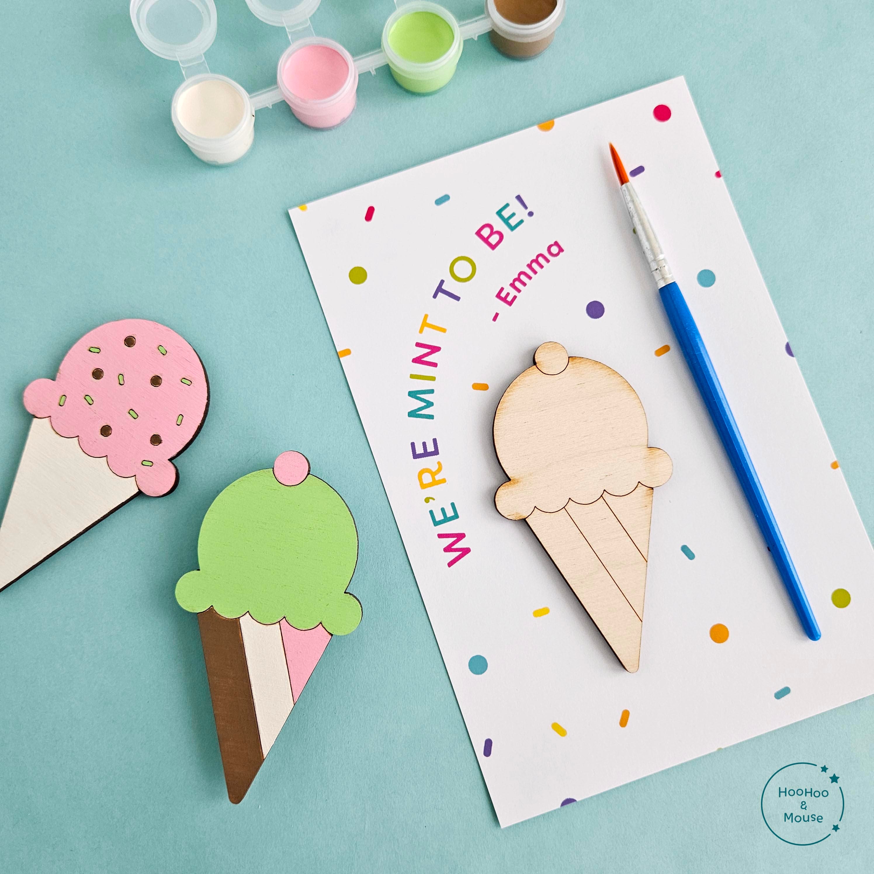 Personalized Ice Cream Birthday Ready to Paint Canvas for Kids, DIY Do It  Yourself Predrawn Paint Party Birthday Paint Kit Party Favors 