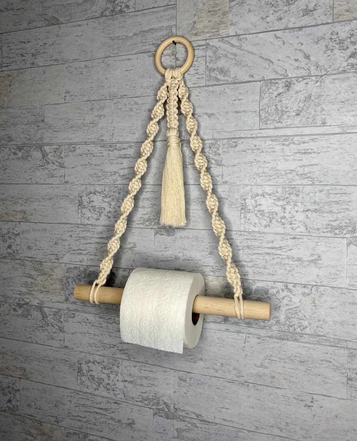 Bohemian Macrame Hanging Toilet Paper Roll Holder Etsy