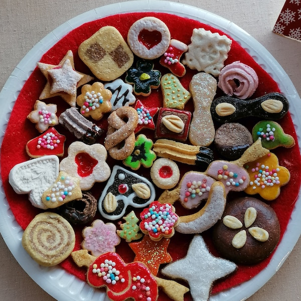 10 x biscuits de Noël, petits produits de boulangerie en pâte à sel pour maison de poupée, boutique, décoration