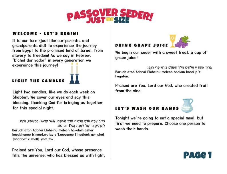 Kids Passover Haggadah FAMILY FRIENDLY for Young Children 15 Minute Passover Seder image 4