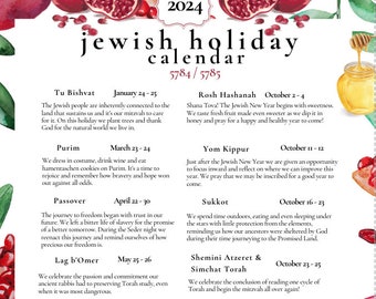 2024  *NEW* Jewish Holiday Calendar | Hebrew Calendar 5784 and 5785 | Rosh Hashanah |Hanukkah | Chanukah Gift