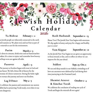 2026  *NEW* Jewish Holiday Calendar | Hebrew Calendar 5786/5787 | Hanukkah Rosh Hashanah