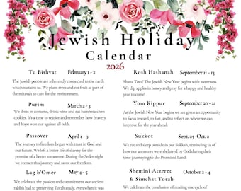 2026  *NEW* Jewish Holiday Calendar | Hebrew Calendar 5786/5787 | Hanukkah Rosh Hashanah