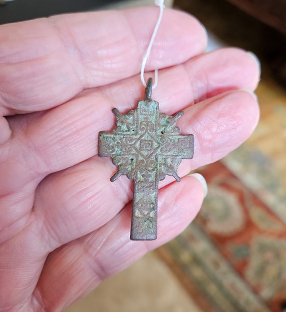 Ancient Bronze Cross 16th Century - image 2