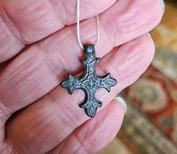 Ancient Bronze Cross 14th Century Very Rare