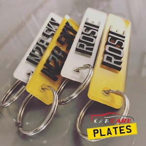 Personalised Number Plate Keyring, Custom Name keychain  Car Accessory (Handmade) gift
