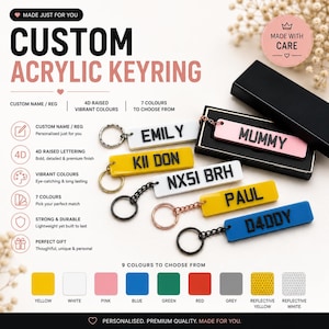 Personalised Number Plate Keyring, Custom Name keychain  Car Accessory (Handmade) gift fathers day
