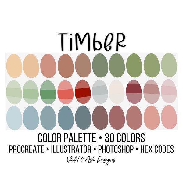 TIMBER Woodland Color Palette - Procreate Color Palettes - Photoshop Swatches - HEX Codes - Winter, Maroon Color Scheme - Red - Navy - Cream