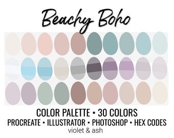 Beachy Boho Procreate Palette - Color Chart | Boho Procreate | iPad Procreate | Digital Download | Watercolor Palette | Digital Illustration