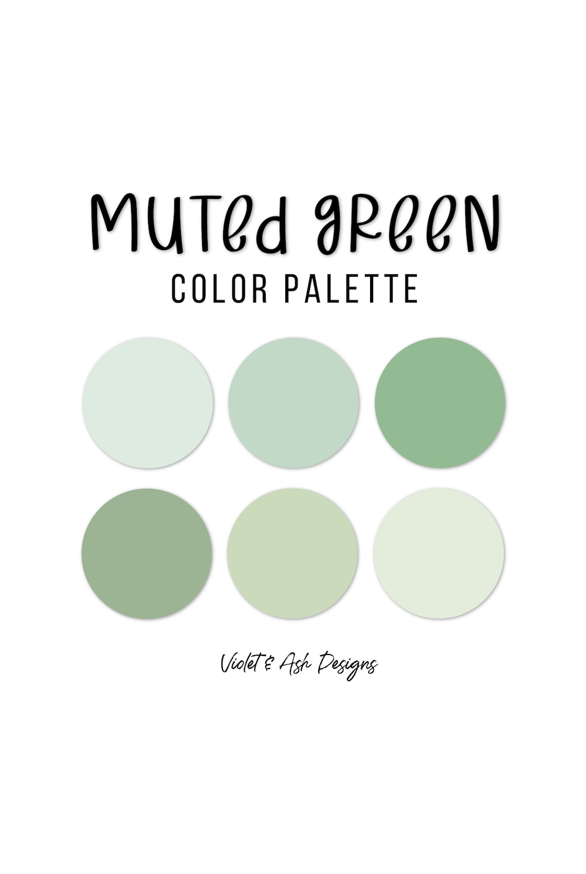 Muted Green Procreate Palette Color Chart Shades of Green iPad
