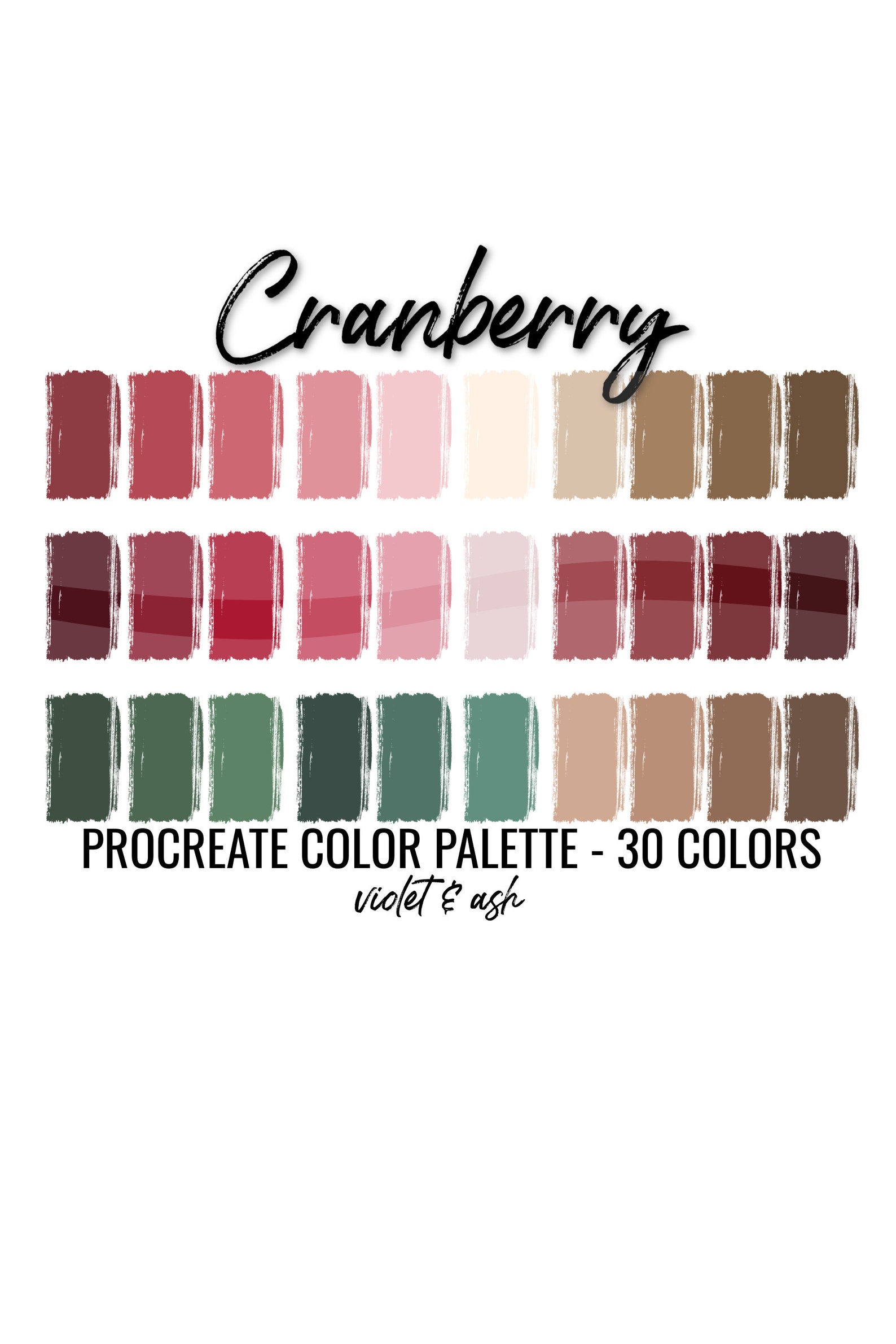 Cranberry Procreate Palette Color Chart Holiday Procreate | Etsy