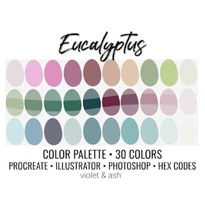 Eucalyptus Procreate Palette Color Chart Farmhouse - Etsy